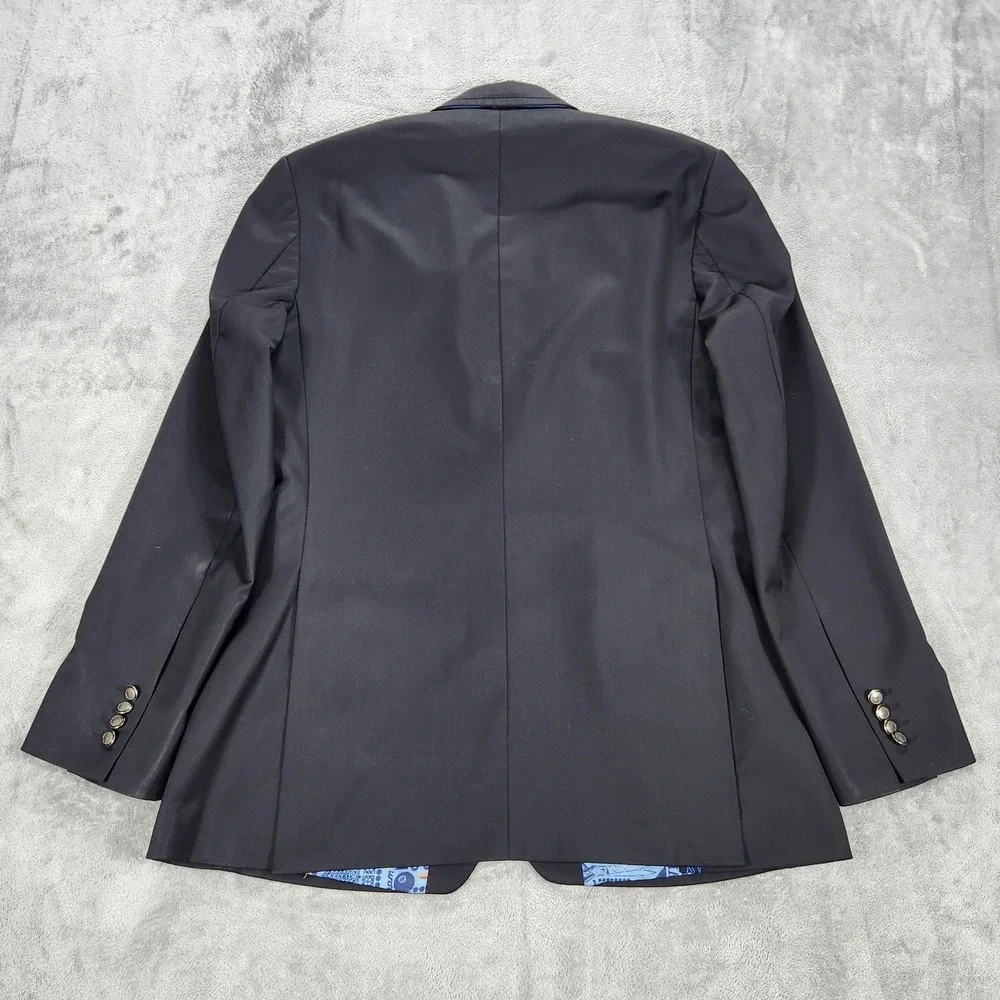 Robert Graham Blazer Mens 42L Black Wool Colorful Lining Sport Coat Jacket